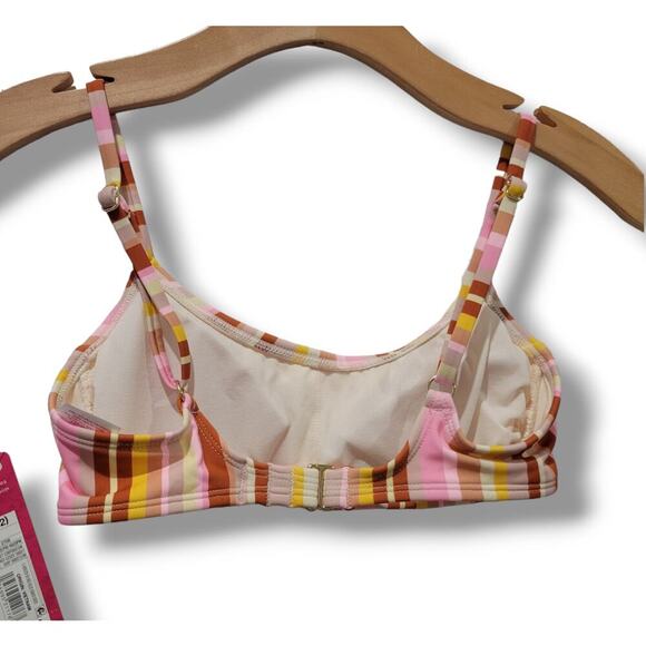 Xhilaration Juniors' multicolor striped Scoopneck Bralette Bikini Top - Picture 5 of 8
